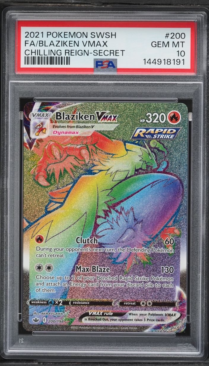 2021 Pokemon Sword & Shield Chilling Reign Rainbow Rare Blaziken VMAX #200 PSA 10 GEM MINT