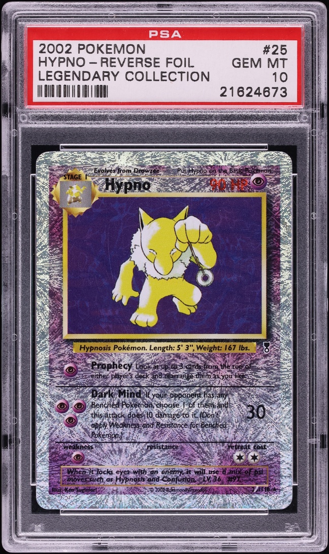 2002 Pokemon Legendary Collection Reverse Holo Hypno #25 PSA 10 GEM MINT