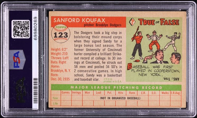 1955 Topps Sandy Koufax ROOKIE #123 PSA 4 VGEX