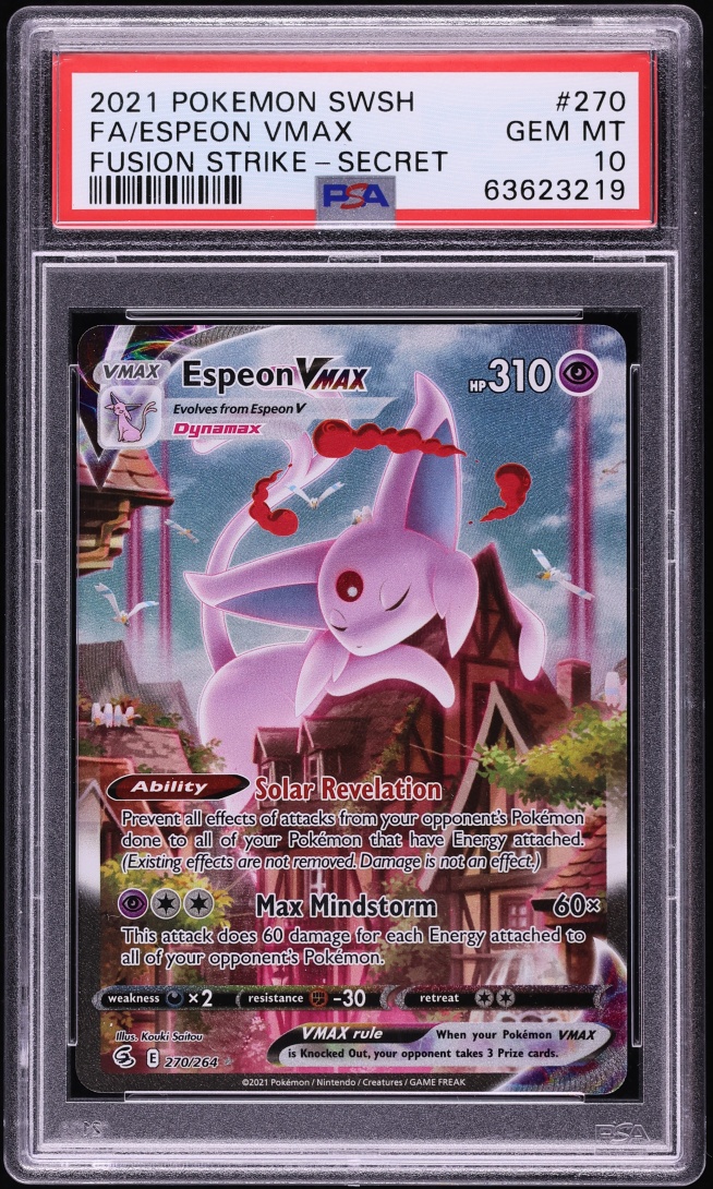 2021 Pokemon Sword & Shield Fusion Strike Alt Art Espeon VMAX #270 PSA 10 GEM MINT
