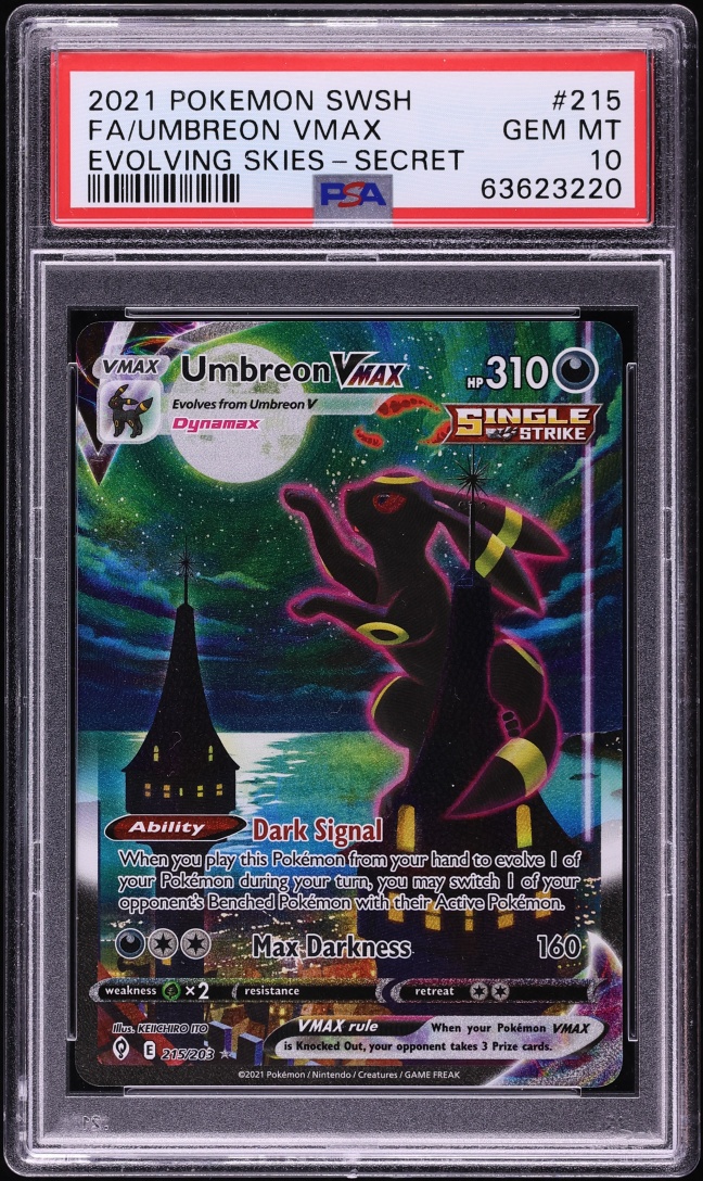 2021 Pokemon Sword & Shield Evolving Skies Alt Art Umbreon VMAX #215 PSA 10 GEM MINT