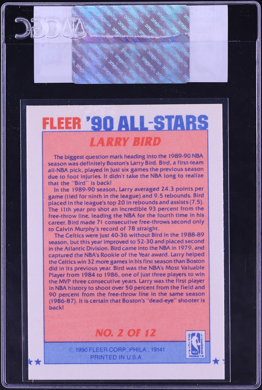 1990 Fleer All-Stars Larry Bird #2 CGC AUTH