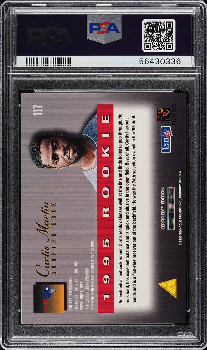 1995 Select Certified Curtis Martin ROOKIE #117 PSA 7 NRMT