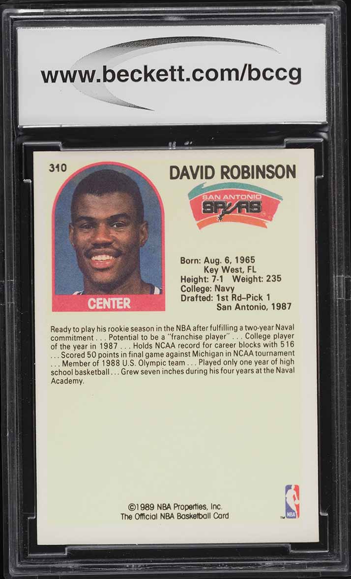 1989 Hoops David Robinson ROOKIE #310 BCCG 9
