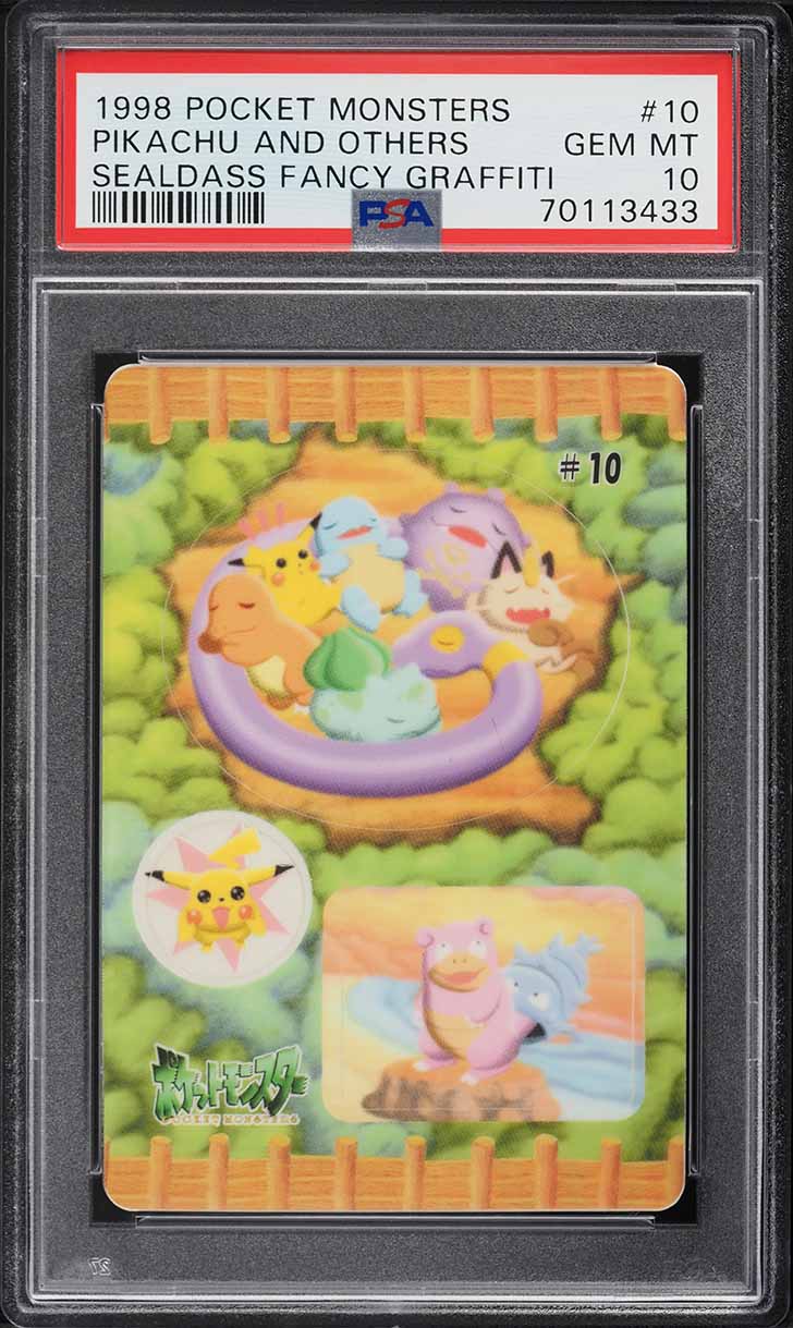 1998 Pokemon Japanese Bandai Sealdass Fancy Graffiti Pikachu & Others #10 PSA 10