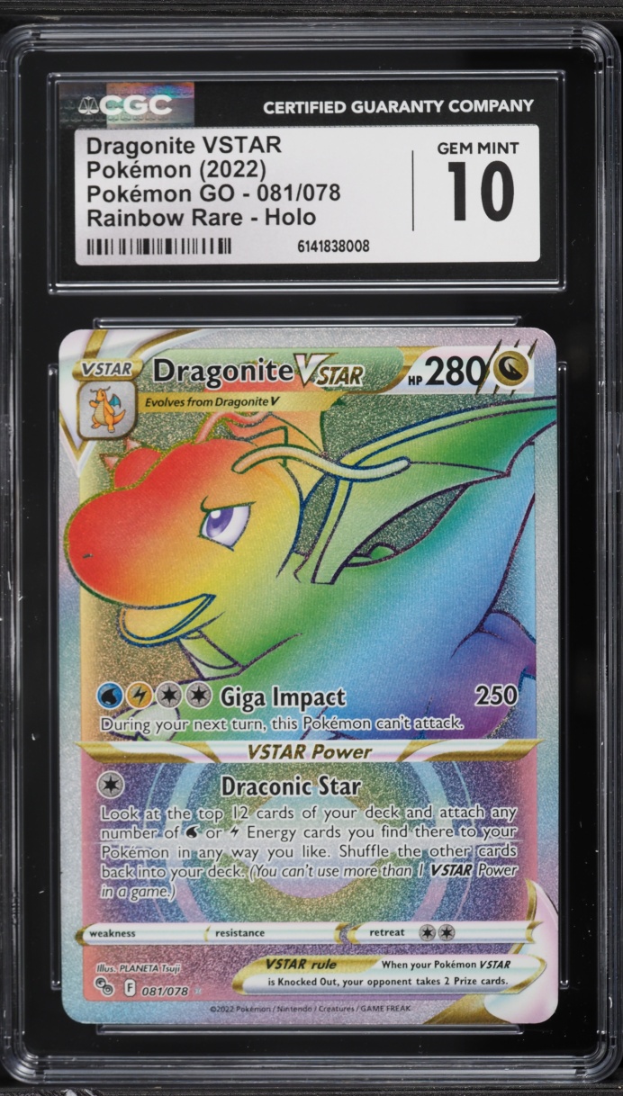 2022 Pokemon Sword & Shield GO Rainbow Rare Dragonite VSTAR #81 CGC 10 GEM MINT