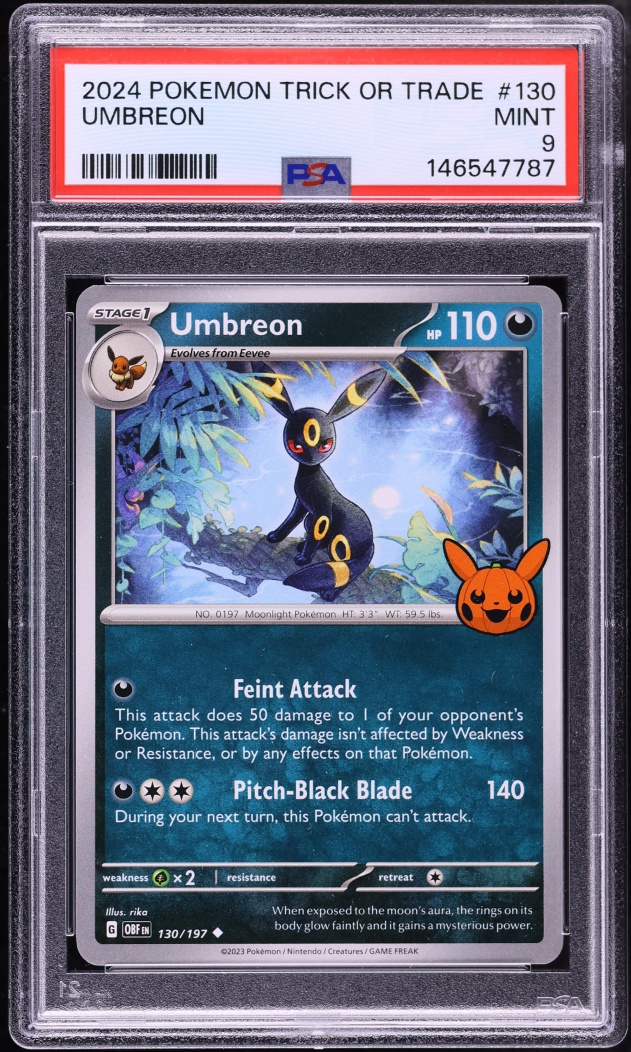 2024 Pokemon Scarlet & Violet Obsidian Flames Trick Or Trade Umbreon #130 PSA 9 MINT