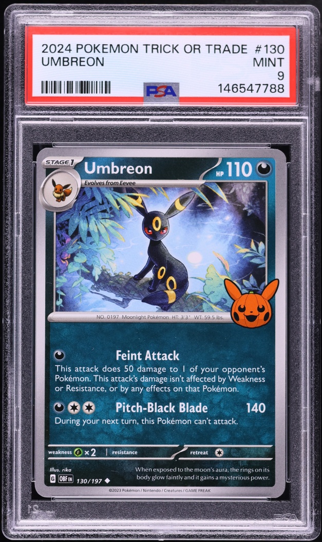 2024 Pokemon Scarlet & Violet Obsidian Flames Trick Or Trade Umbreon #130 PSA 9 MINT