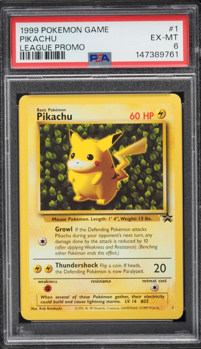 1999 Pokemon League Black Star Promo Pikachu #1 PSA 6 EXMT