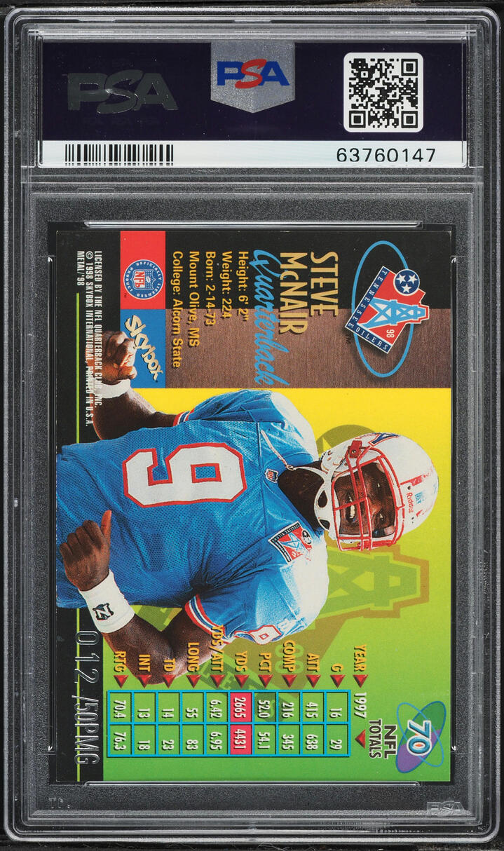 1998 Metal Universe Precious Metal Gems PMG Steve McNair /50 #70 PSA 8 NM-MT