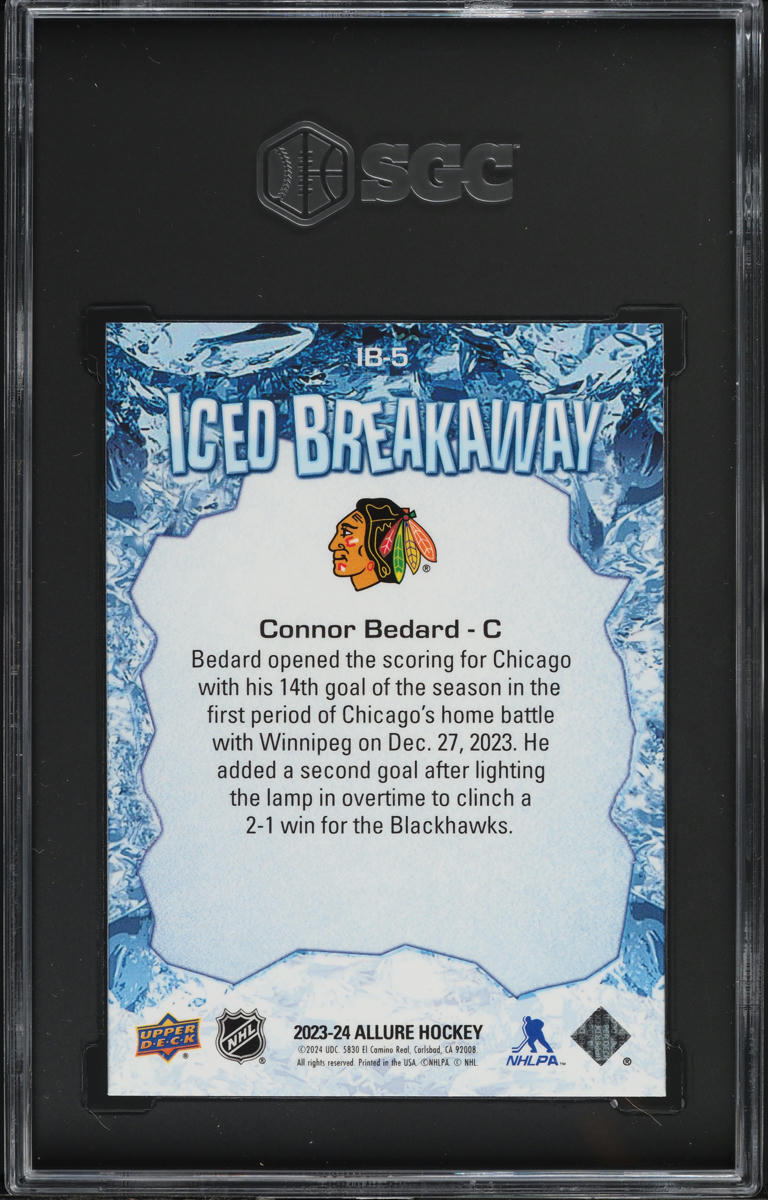 2023 Upper Deck Allure Iced Breakaway Connor Bedard ROOKIE #IB-5 SGC 9.5 MINT+