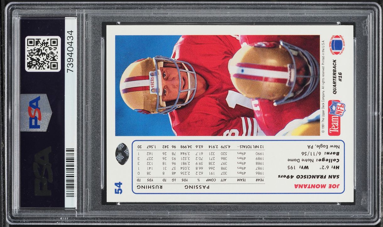 1991 Upper Deck Football Joe Montana #54 PSA 8 NM-MT