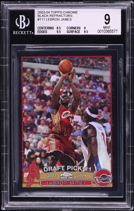 2003 Topps Chrome Black Refractor LeBron James ROOKIE /500 #111 BGS 9 MINT
