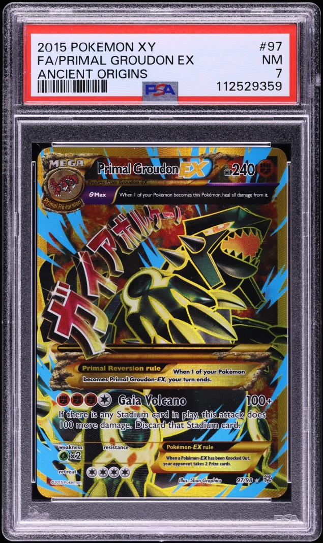 2015 Pokemon XY Ancient Origins Full Art Primal Groudon EX #97 PSA 7 NRMT