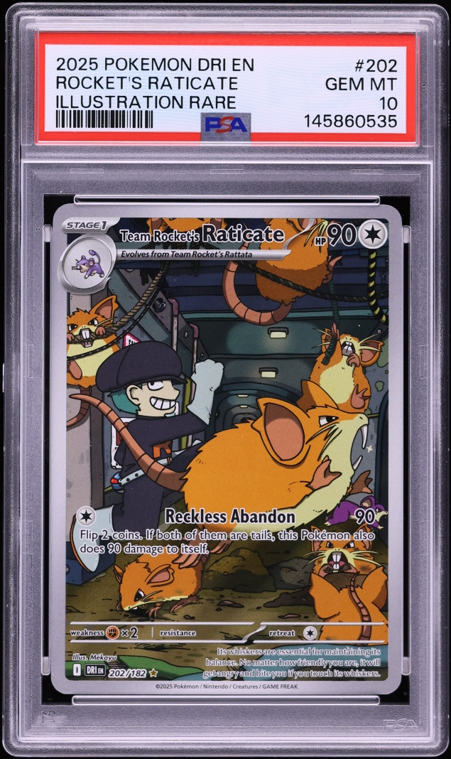 2025 Pokemon Scarlet & Violet Destined Rivals IR Team Rocket's Raticate #202 PSA 10 GEM MINT