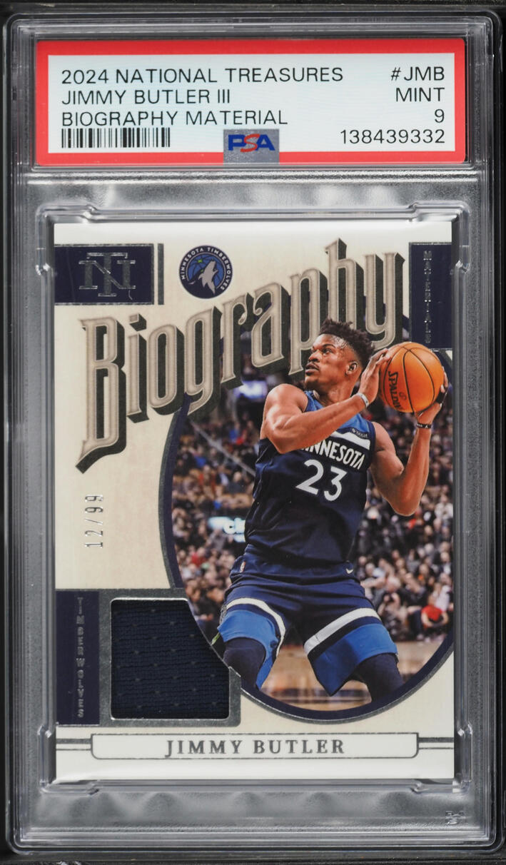 2024 National Treasures Biography Materials Jimmy Butler III PATCH /99 #BM-JMB PSA 9 MINT