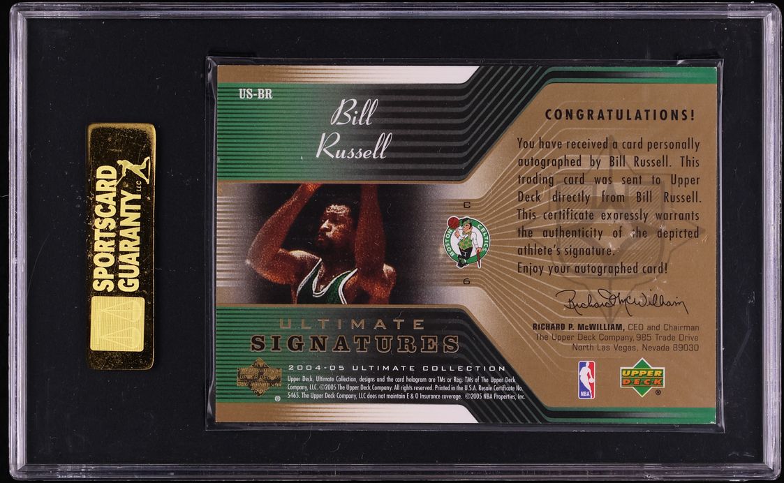 2004 Ultimate Collection Ultimate Signatures Bill Russell AUTO #US-BR SGC 7 NRMT