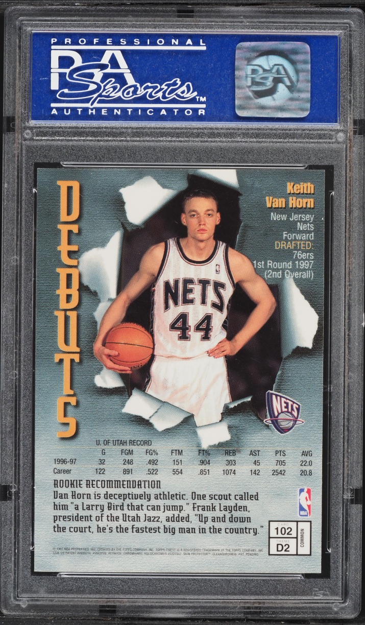 1997 Finest Basketball Keith Van Horn ROOKIE #102 PSA 10 GEM MINT