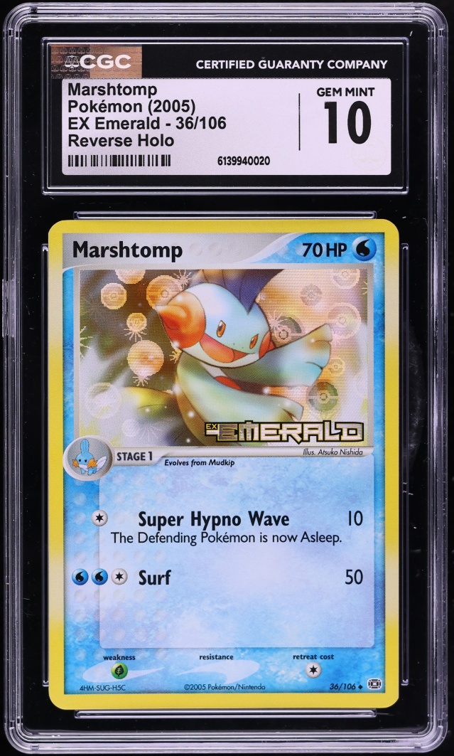 2005 Pokemon EX Emerald Reverse Holo Marshtomp #36 CGC 10 GEM MINT