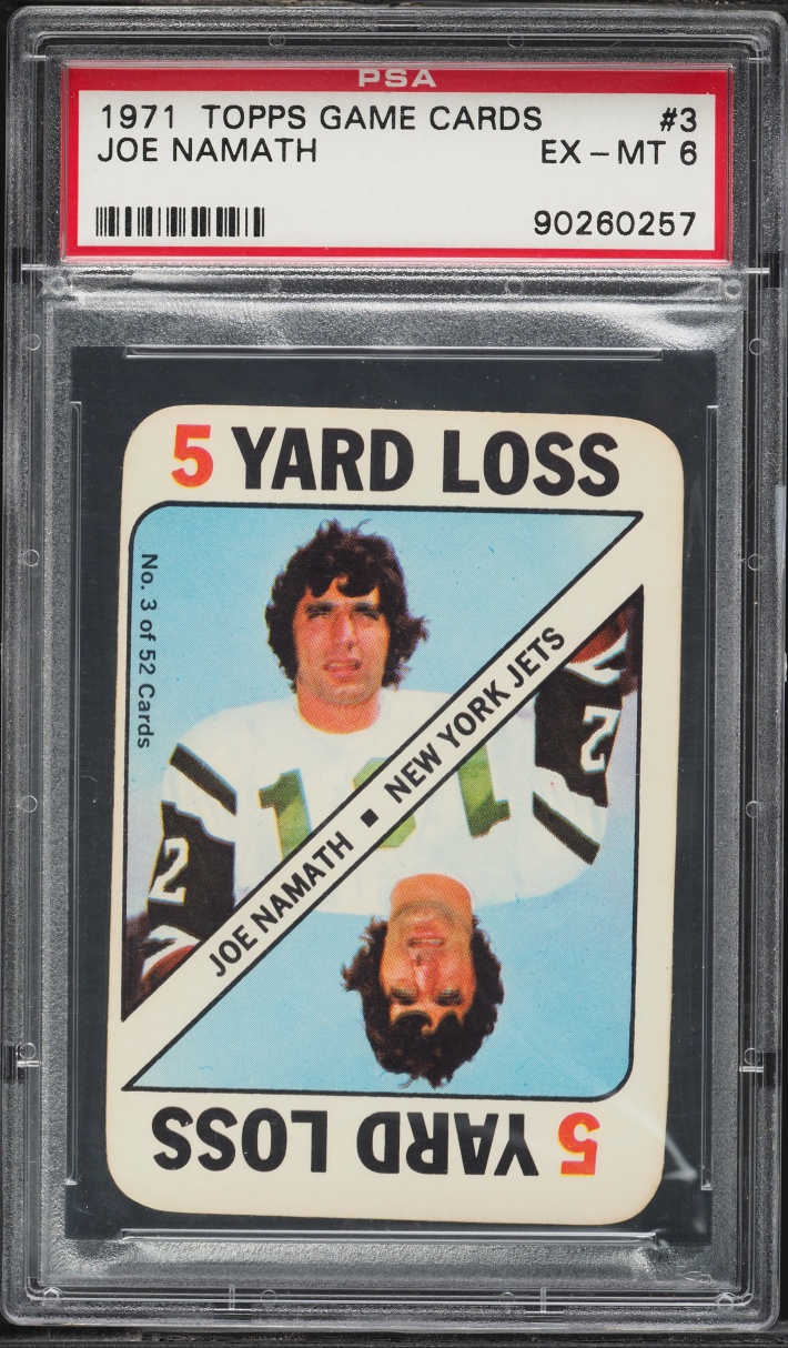 1971 Topps Game Cards Joe Namath #3 PSA 6 EXMT
