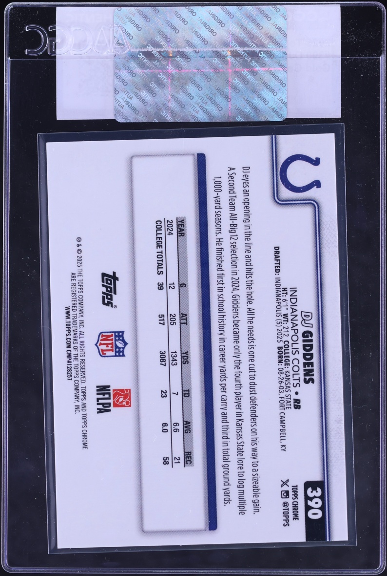 2025 Topps Chrome Gold Geometric Refractor DJ Giddens ROOKIE /50 #390 CGC AUTH