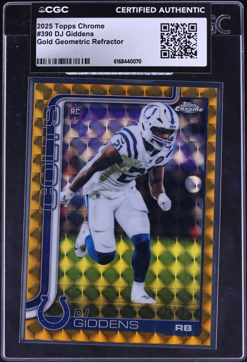 2025 Topps Chrome Gold Geometric Refractor DJ Giddens ROOKIE /50 #390 CGC AUTH