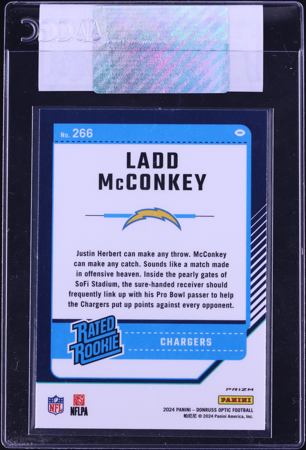 2024 Donruss Optic Purple Shock Ladd McConkey ROOKIE #266 CGC AUTH