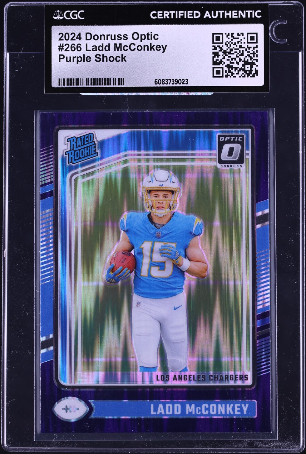 2024 Donruss Optic Purple Shock Ladd McConkey ROOKIE #266 CGC AUTH