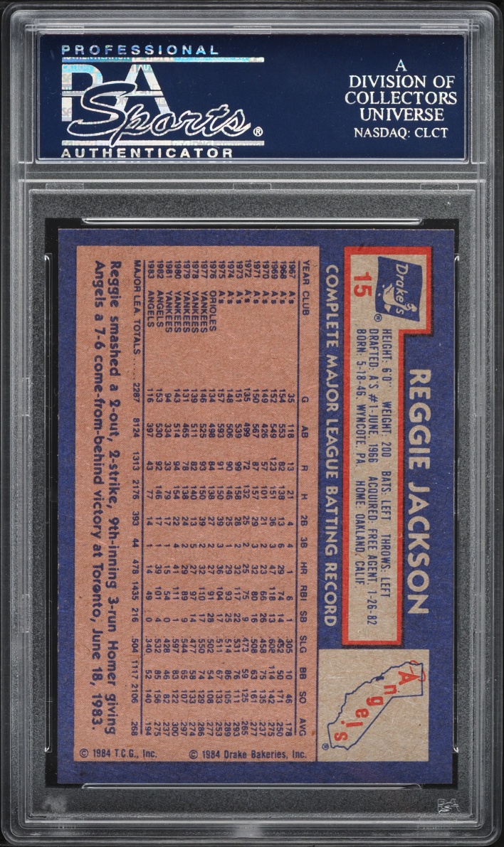 1984 Drake's Reggie Jackson #15 PSA 10 GEM MINT