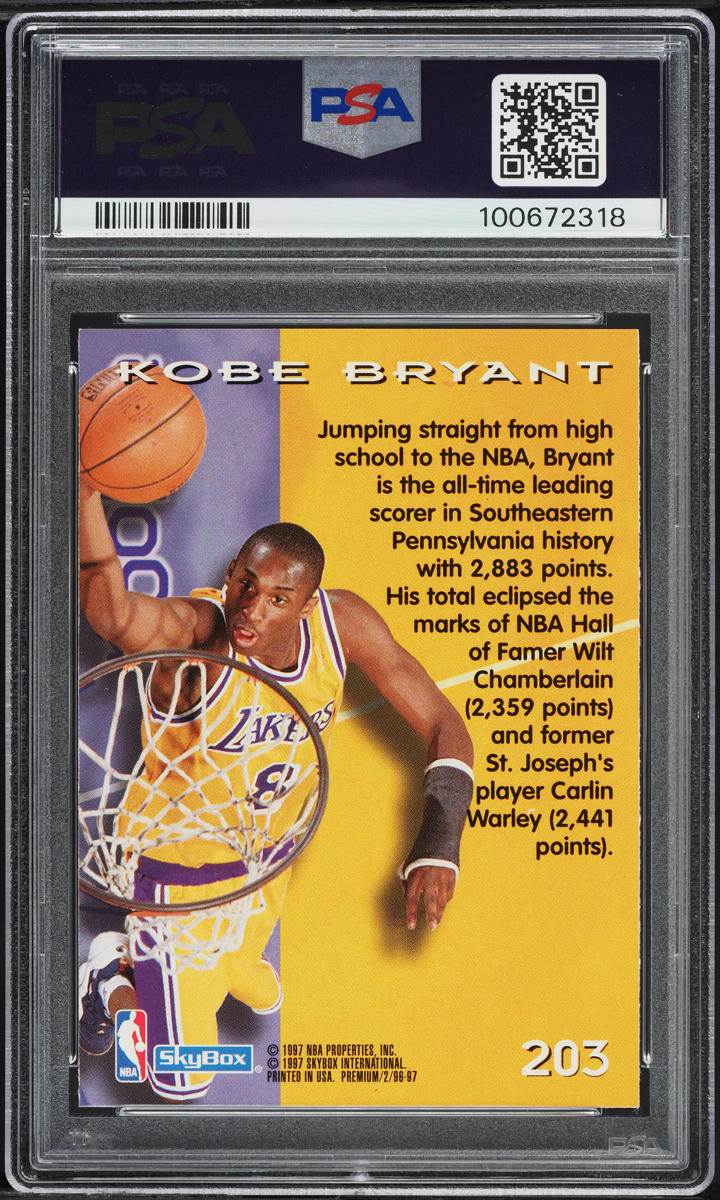 1996 SkyBox Premium Rubies Kobe Bryant ROOKIE #203 PSA 7 NRMT