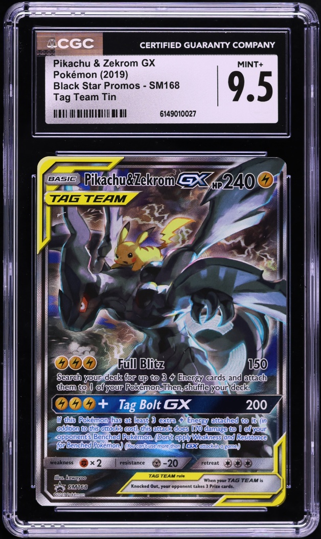 2019 Pokemon Sun & Moon Promo Tag Team Alt Art Pikachu & Zekrom GX #SM168 CGC 9.5 MINT+