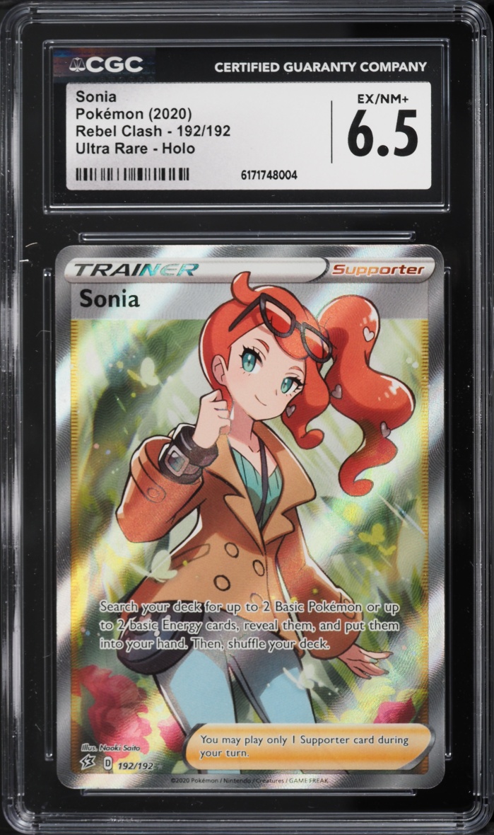 2020 Pokemon Sword & Shield Rebel Clash Full Art Sonia #192 CGC 6.5 EXMT+