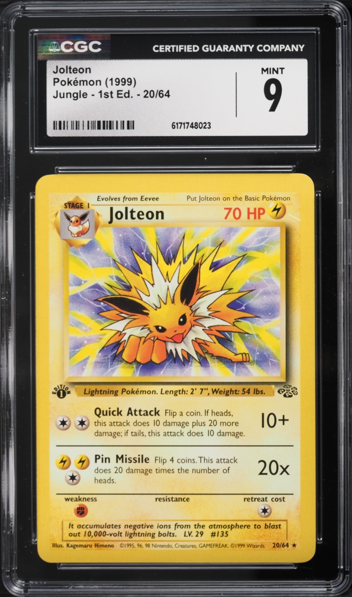 1999 Pokemon Jungle 1st Edition Jolteon #20 CGC 9 MINT