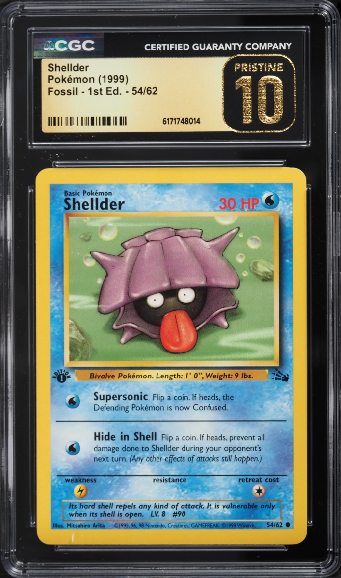 1999 Pokemon Fossil 1st Edition Shellder #54 CGC 10 PRISTINE