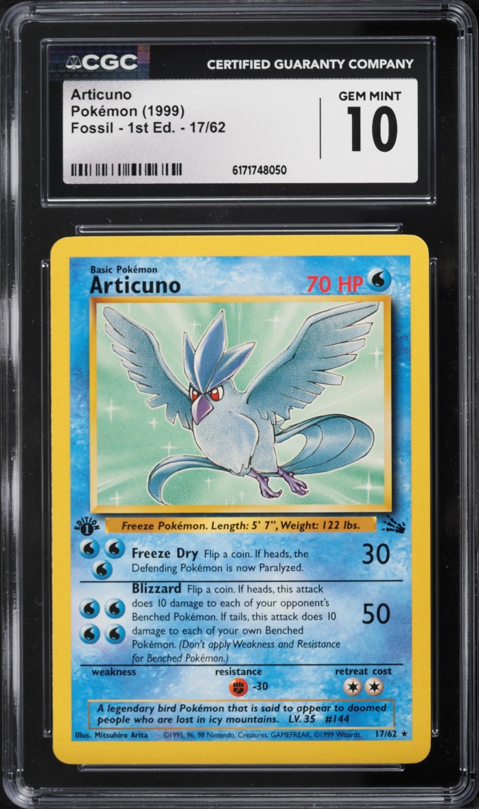 1999 Pokemon Fossil 1st Edition Articuno #17 CGC 10 GEM MINT