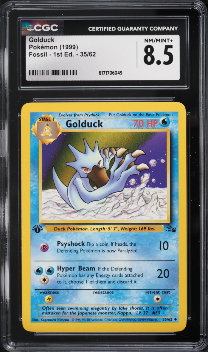 1999 Pokemon Fossil 1st Edition Golduck #35 CGC 8.5 NM-MT+