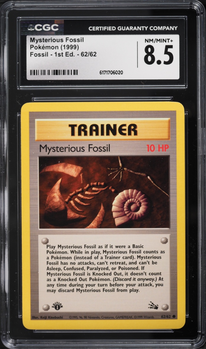 1999 Pokemon Fossil 1st Edition Mysterious Fossil #62 CGC 8.5 NM-MT+