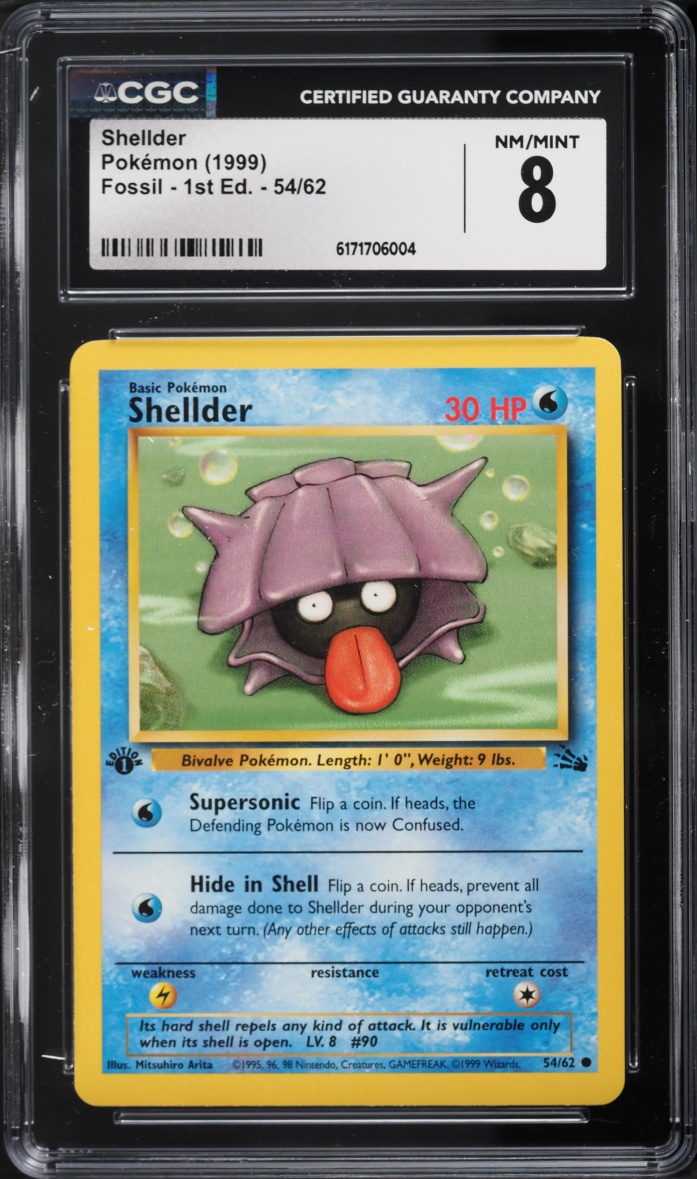 1999 Pokemon Fossil 1st Edition Shellder #54 CGC 8 NM-MT