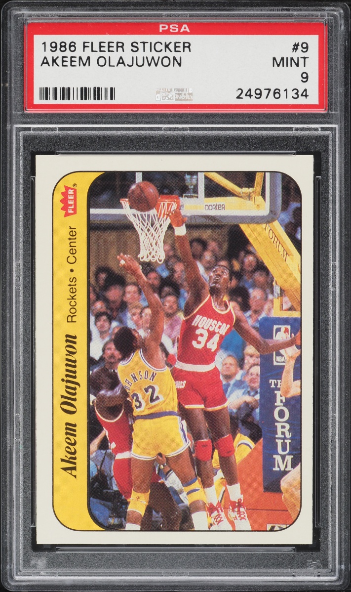 1986 Fleer Sticker Hakeem Olajuwon #9 PSA 9 MINT