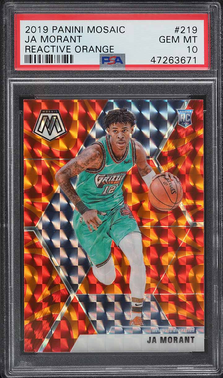 2019 Panini Mosaic Reactive Orange Ja Morant ROOKIE #219 PSA 10