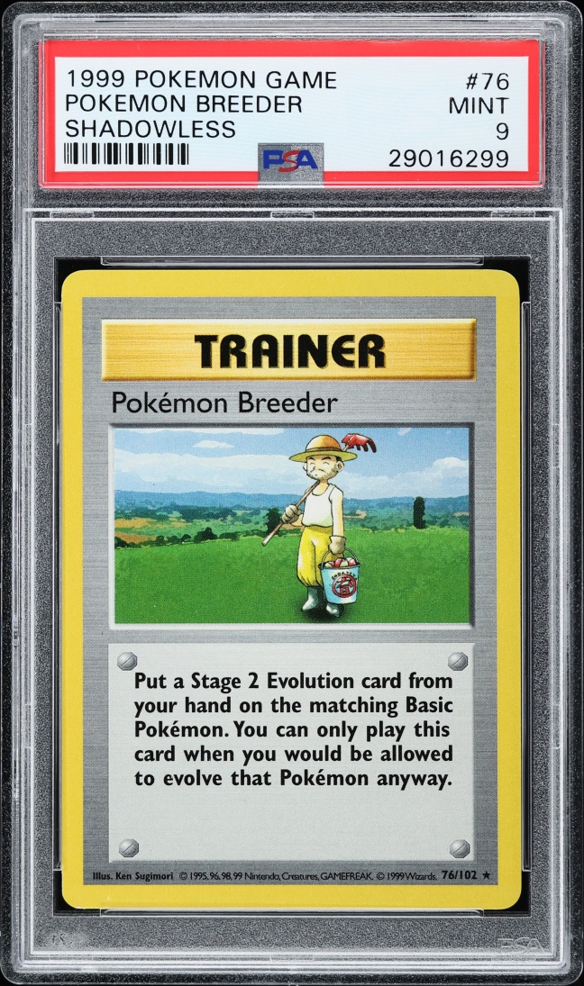 1999 Pokemon Base Set Shadowless Breeder #76 PSA 9 MINT