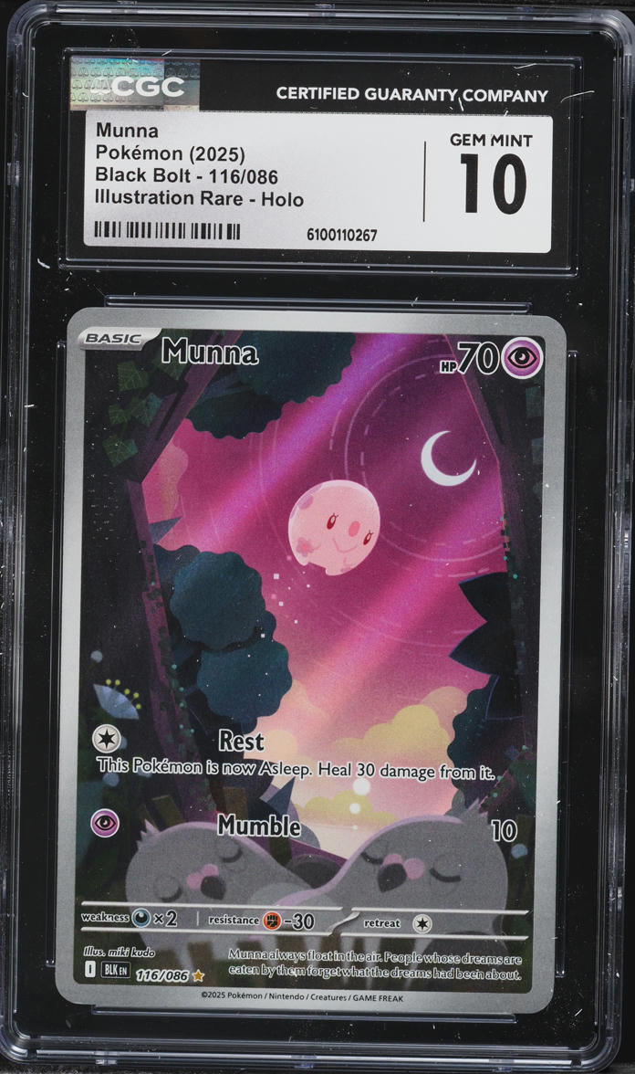 2025 Pokemon Scarlet & Violet Black Bolt IR Munna #116 CGC 10 GEM MINT
