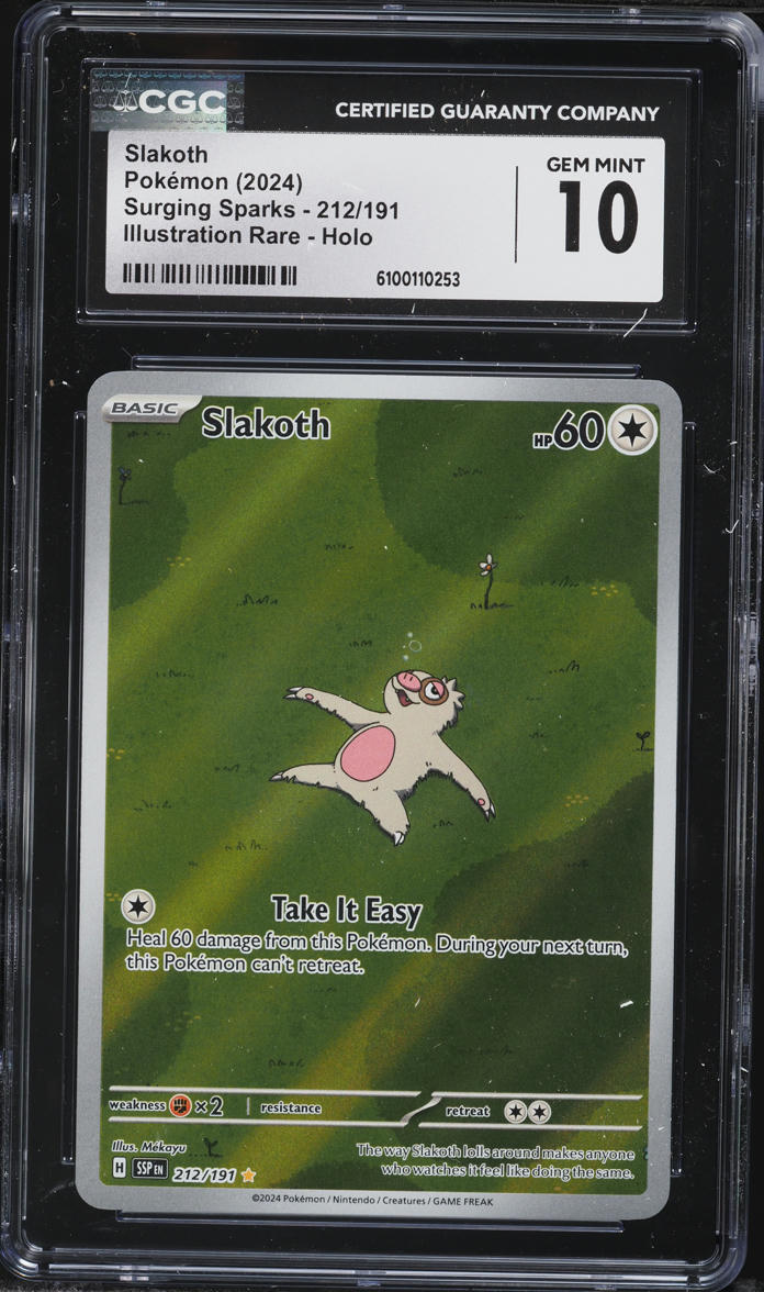 2024 Pokemon Scarlet & Violet Surging Sparks IR Slakoth #212 CGC 10 GEM MINT