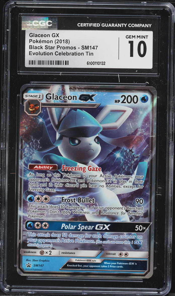 2018 Pokemon Sun & Moon Promo Evolution Celebration Tin Glaceon GX #SM147 CGC 10 GEM MINT
