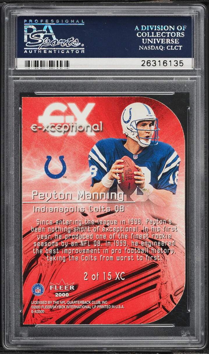 2000 Skybox E-X E-Xceptional Red Die-Cut Peyton Manning #2 PSA 10 GEM MINT - Photo 2