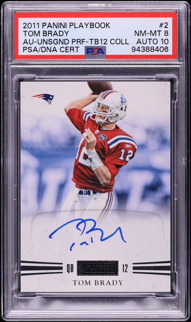 2011 Panini Playbook Collection Tom Brady AUTO DNA 10 #2 PSA 8 NM-MT