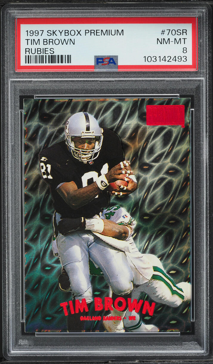 1997 Skybox Premium Rubies Tim Brown /50 #70SR PSA 8 NM-MT