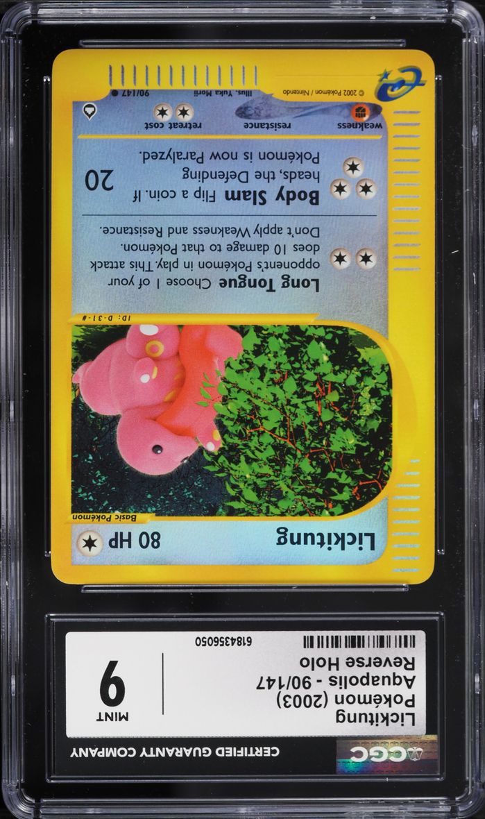 2003 Pokemon Aquapolis Reverse Holo Lickitung #90 CGC 9 MINT