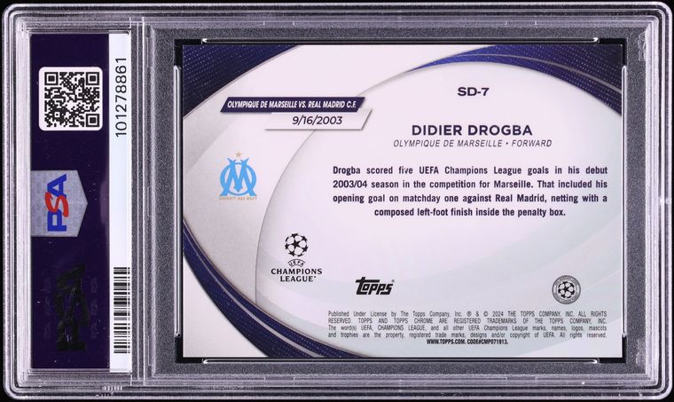 2023 Topps Chrome UEFA CC Starball Debut Superfractor Didier Drogba 1/1 #SD7 PSA 10 GEM MINT