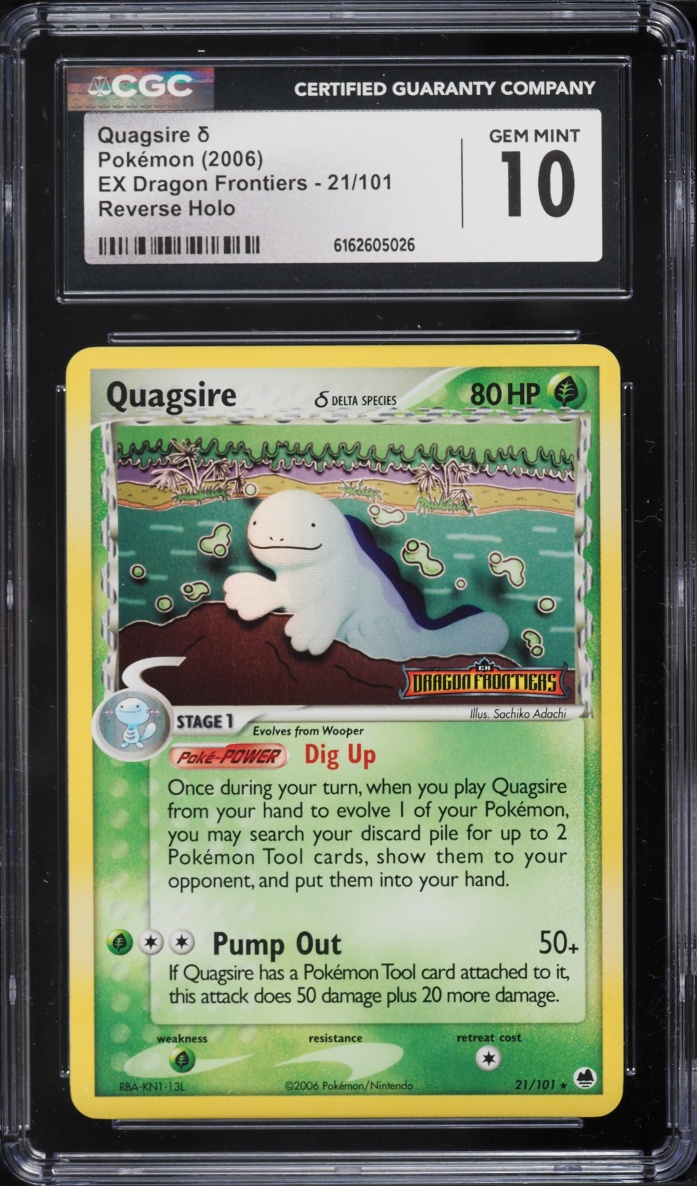 2006 Pokemon EX Dragon Frontiers Reverse Holo Quagsire #21 CGC 10 GEM MINT
